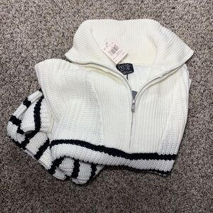 White Black stripe Sweater